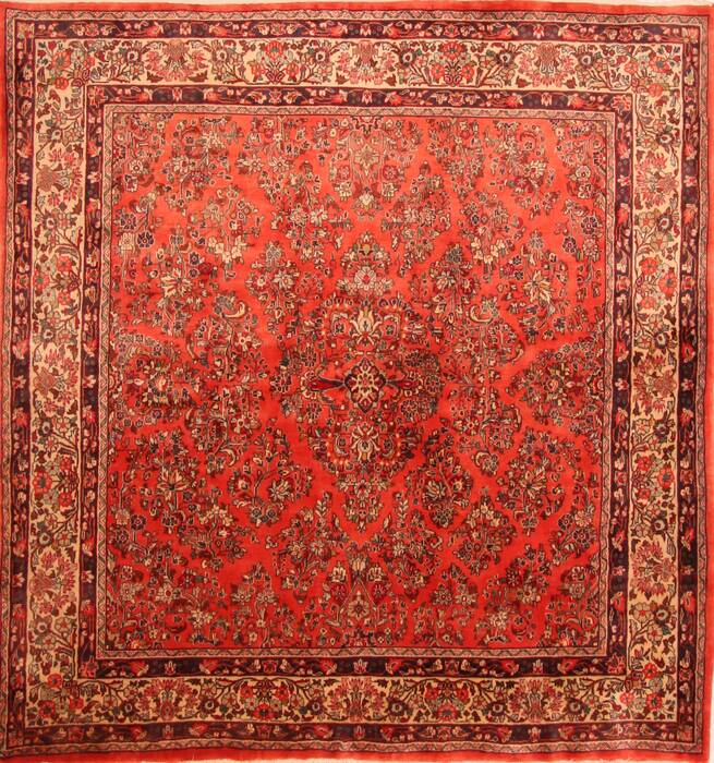 Sarouk Red Square Hand Knotted 70 X 72  Area Rug 100-23481 Image 0