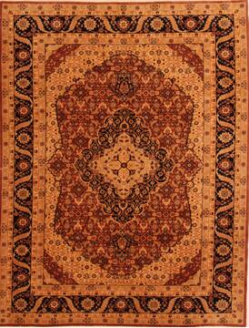 Romania Tabriz Brown Rectangle 7x9 ft Wool Carpet 23482