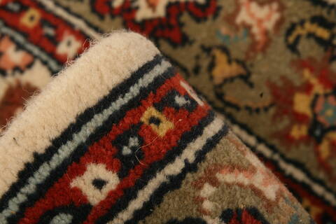 Sarouk Beige Runner Hand Knotted 28 X 108  Area Rug 100-23492 Image 1