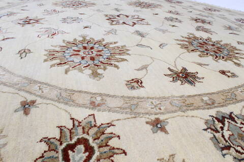 Chobi Beige Round Hand Knotted 61 X 62  Area Rug 250-23503 Image 3