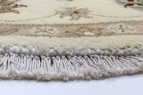 Chobi Beige Round Hand Knotted 61 X 62  Area Rug 250-23503 Image 6