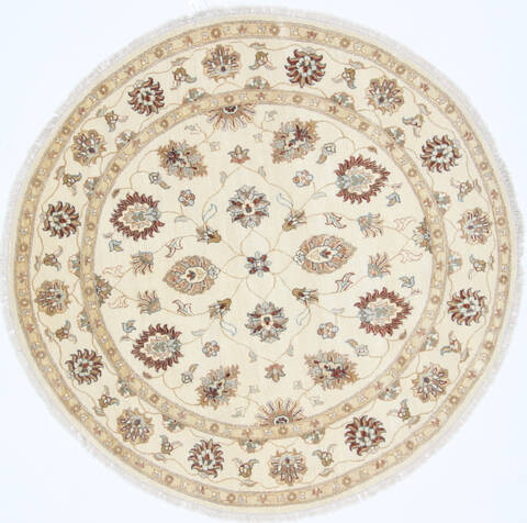 Pishavar Beige Round Hand Knotted 511 X 611  Area Rug 250-23521 Image 0