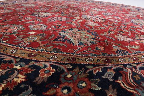 Kashan Red Round Hand Knotted 61 X 61  Area Rug 250-23529 Image 5