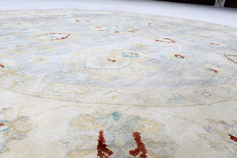Chobi Grey Round Hand Knotted 60 X 60  Area Rug 250-23539 Image 3