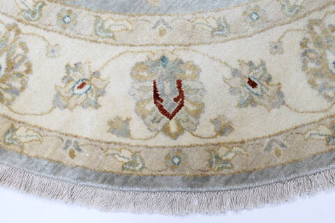 Chobi Grey Round Hand Knotted 60 X 60  Area Rug 250-23539 Image 4