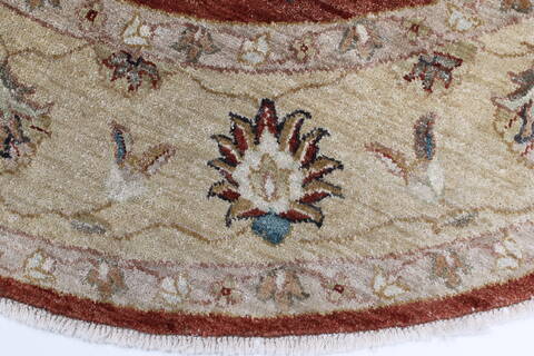 Chobi Brown Round Hand Knotted 60 X 60  Area Rug 250-23546 Image 2