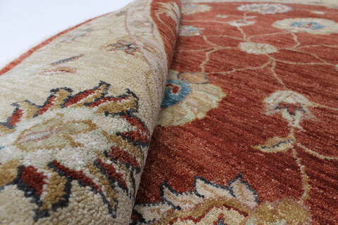 Chobi Brown Round Hand Knotted 60 X 60  Area Rug 250-23546 Image 8