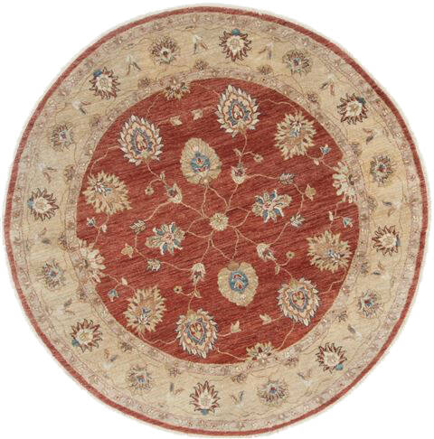 Chobi Brown Round Hand Knotted 60 X 60  Area Rug 250-23546 Image 0