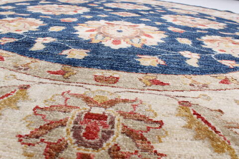 Chobi Blue Round Hand Knotted 64 X 64  Area Rug 250-23547 Image 1