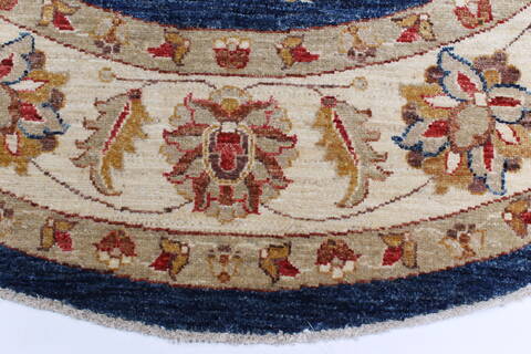 Chobi Blue Round Hand Knotted 64 X 64  Area Rug 250-23547 Image 2