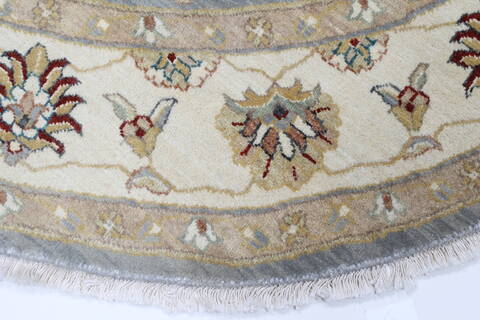 Chobi Grey Round Hand Knotted 60 X 60  Area Rug 250-23598 Image 4