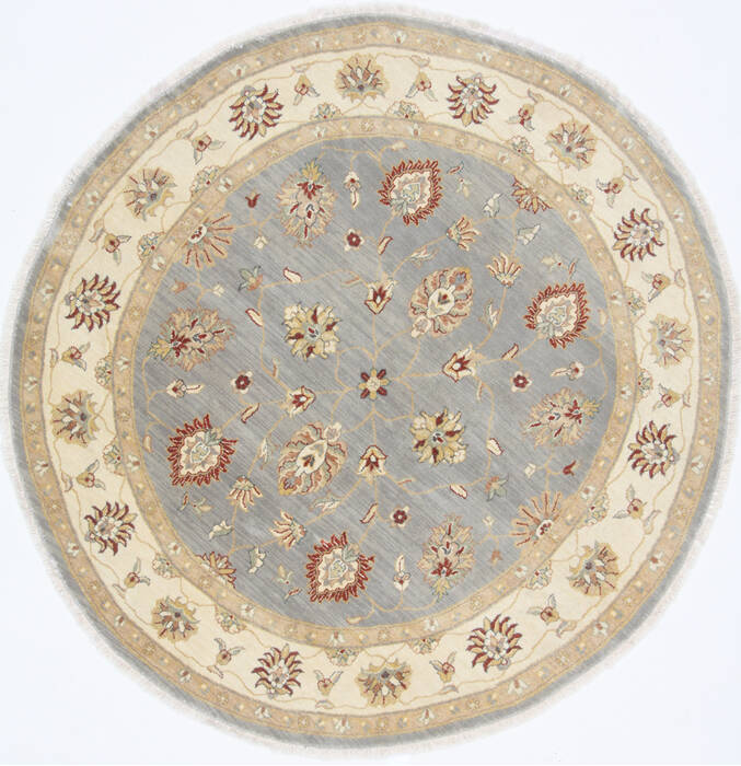 Chobi Grey Round Hand Knotted 60 X 60  Area Rug 250-23598 Image 0