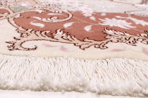 Tabriz White Round Hand Knotted 67 X 67  Area Rug 250-23604 Image 7