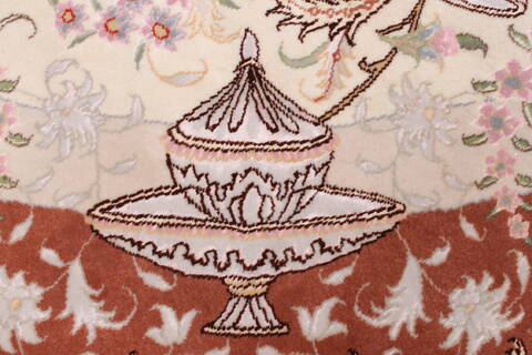 Tabriz White Round Hand Knotted 67 X 67  Area Rug 250-23604 Image 8