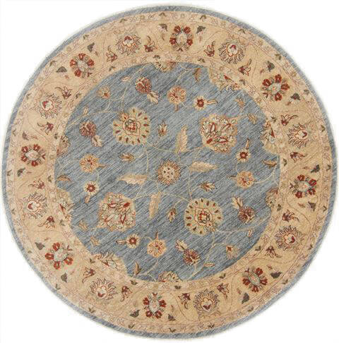 Chobi Grey Round Hand Knotted 60 X 60  Area Rug 250-23606 Image 0