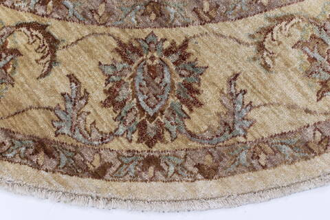 Pishavar Beige Round Hand Knotted 61 X 62  Area Rug 250-23607 Image 3