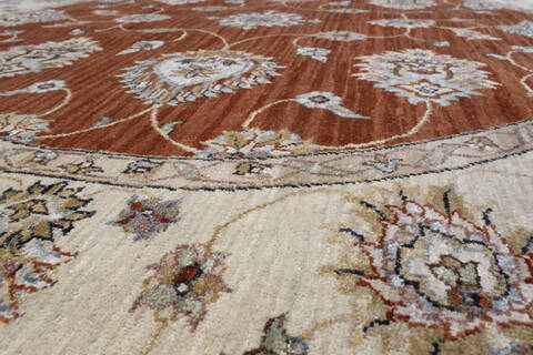 Pishavar Brown Round Hand Knotted 511 X 511  Area Rug 250-23613 Image 2