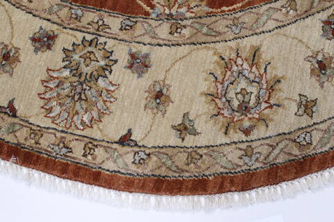 Pishavar Brown Round Hand Knotted 511 X 511  Area Rug 250-23613 Image 3