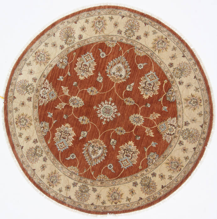 Pishavar Brown Round Hand Knotted 511 X 511  Area Rug 250-23613 Image 0