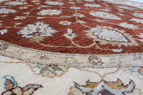 Ziegler Brown Round Hand Knotted 62 X 62  Area Rug 250-23627 Image 2