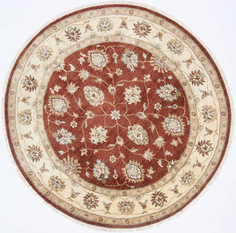 Ziegler Brown Round Hand Knotted 62 X 62  Area Rug 250-23627 Image 0
