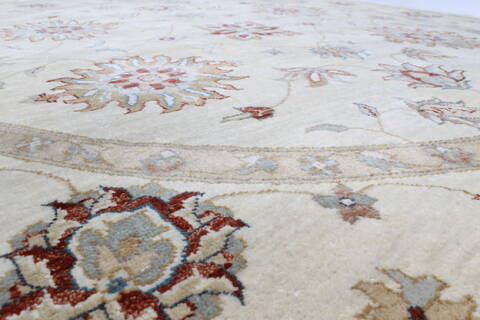 Chobi Beige Round Hand Knotted 511 X 511  Area Rug 250-23636 Image 2