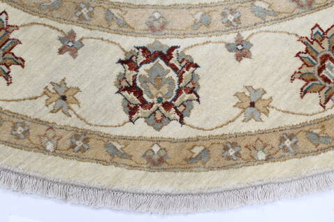 Chobi Beige Round Hand Knotted 511 X 511  Area Rug 250-23636 Image 3