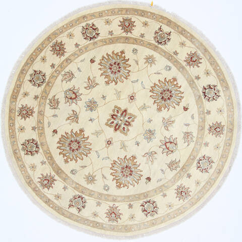 Chobi Beige Round Hand Knotted 511 X 511  Area Rug 250-23636 Image 0
