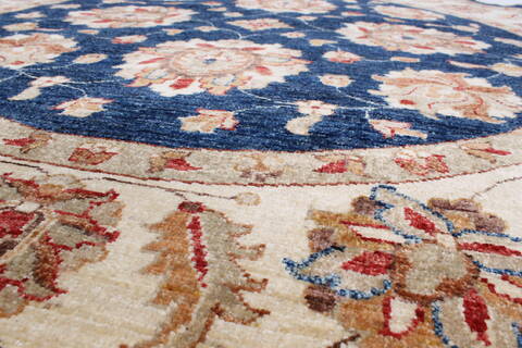 Chobi Blue Round Hand Knotted 64 X 65  Area Rug 250-23677 Image 1