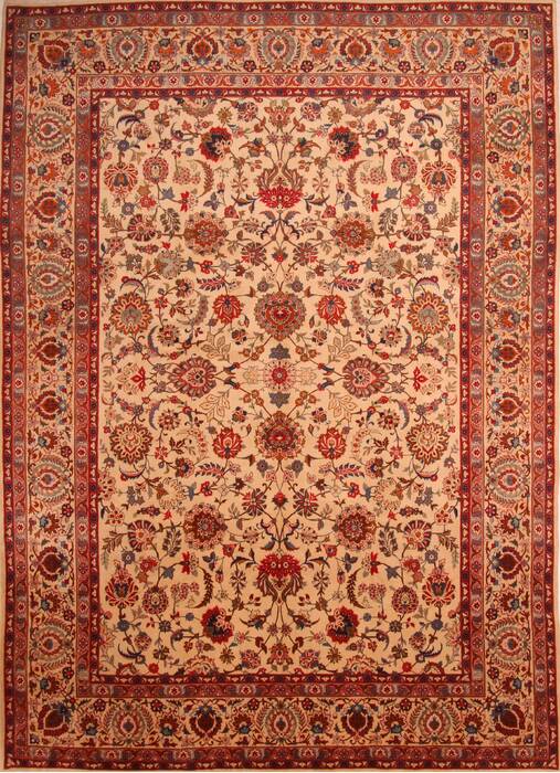 Kashan Beige Hand Knotted 99 X 135  Area Rug 100-23690 Image 0