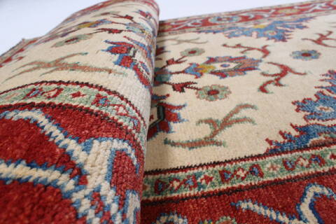 Kazak Beige Runner Hand Knotted 29 X 101  Area Rug 250-23691 Image 11