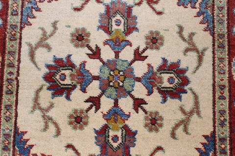Kazak Beige Runner Hand Knotted 29 X 101  Area Rug 250-23691 Image 5
