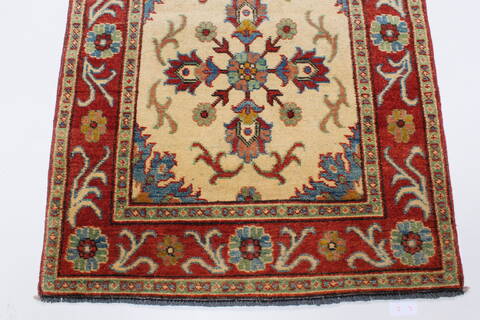 Kazak Beige Runner Hand Knotted 29 X 101  Area Rug 250-23691 Image 6