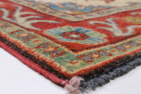 Kazak Beige Runner Hand Knotted 29 X 101  Area Rug 250-23691 Image 7