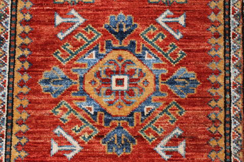 Kazak Brown Runner Hand Knotted 28 X 91  Area Rug 250-23718 Image 5