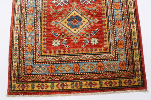 Kazak Brown Runner Hand Knotted 28 X 91  Area Rug 250-23718 Image 6