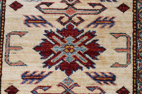 Kazak Yellow Runner Hand Knotted 29 X 98  Area Rug 250-23721 Image 4