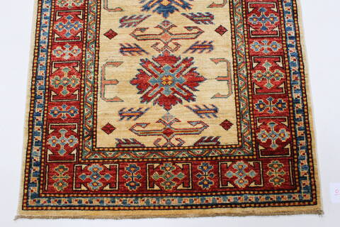 Kazak Yellow Runner Hand Knotted 29 X 98  Area Rug 250-23721 Image 5