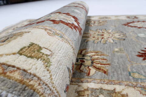 Pishavar Grey Runner Hand Knotted 26 X 103  Area Rug 250-23727 Image 11