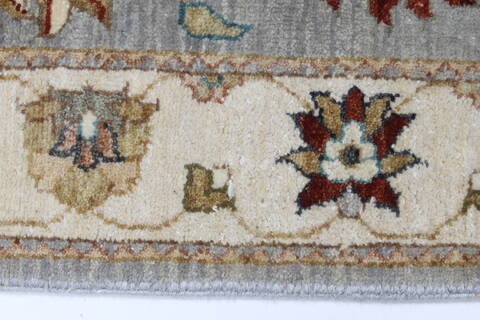 Pishavar Grey Runner Hand Knotted 26 X 103  Area Rug 250-23727 Image 4