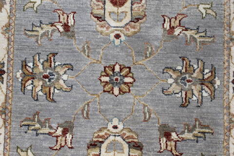 Pishavar Grey Runner Hand Knotted 26 X 103  Area Rug 250-23727 Image 5