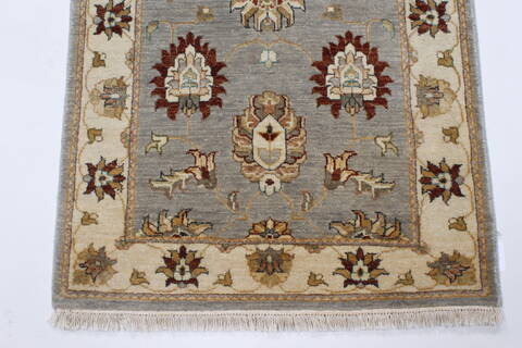 Pishavar Grey Runner Hand Knotted 26 X 103  Area Rug 250-23727 Image 6