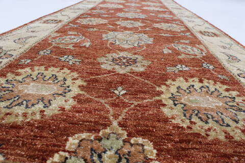 Ziegler Brown Runner Hand Knotted 26 X 910  Area Rug 250-23738 Image 2