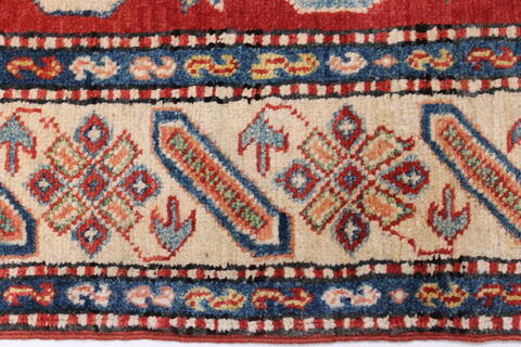 Kazak Red Runner Hand Knotted 210 X 93  Area Rug 250-23748 Image 4