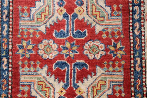 Kazak Red Runner Hand Knotted 210 X 93  Area Rug 250-23748 Image 5
