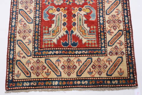 Kazak Red Runner Hand Knotted 210 X 93  Area Rug 250-23748 Image 6