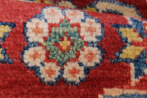 Kazak Red Runner Hand Knotted 210 X 93  Area Rug 250-23748 Image 9