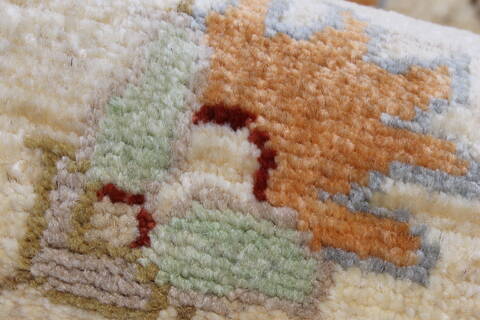 Chobi Beige Runner Hand Knotted 29 X 99  Area Rug 250-23757 Image 10