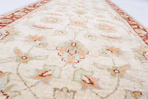 Chobi Beige Runner Hand Knotted 29 X 99  Area Rug 250-23757 Image 3