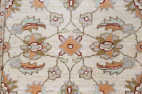Chobi Beige Runner Hand Knotted 29 X 99  Area Rug 250-23757 Image 5